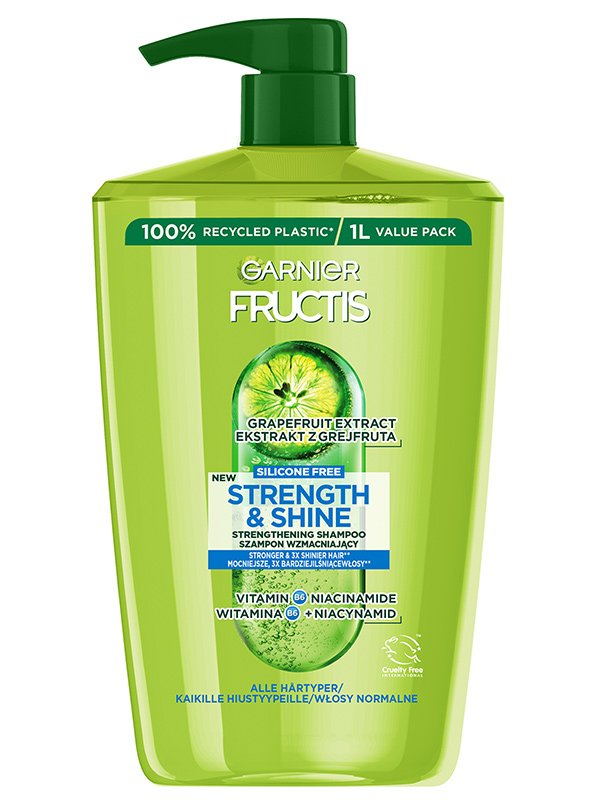Fructis Strength & Shine hajerősítő sampon mindenféle gyenge és fakó hajra 1000 ml
