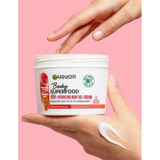 Garnier Body Superfood Watermelon in hands