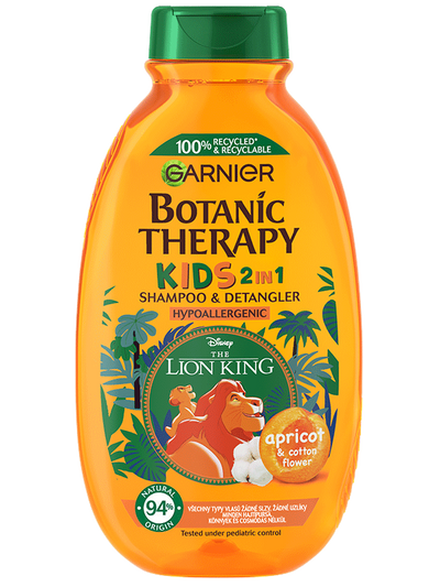 Botanic Therapy Kids 2in1 Sampon&Balzsam Oroszlánkirály sárgabarack és pamutvirág