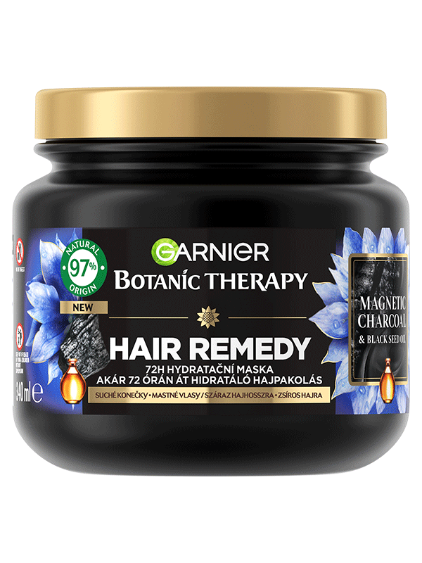 Botanic Therapy Hair Remedy Magnetic Charcoal hidratáló hajpakolás száraz hajhosszra, zsíros hajra