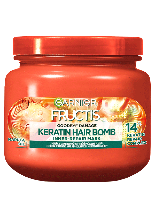 Fructis Goodbye Damage Keratin Hair Bomb hajpakolás igénybevett hajra