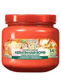Fructis Goodbye Damage Keratin Hair Bomb hajpakolás igénybevett hajra