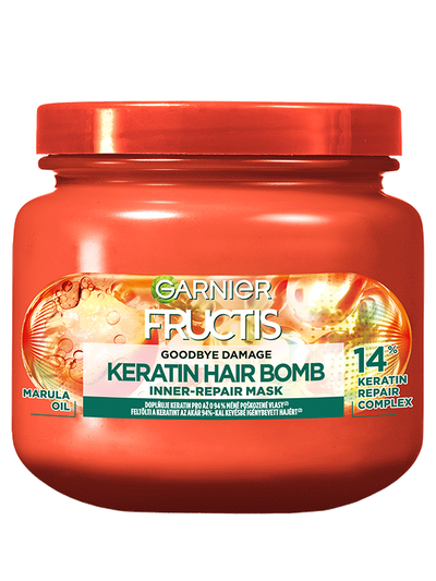 Fructis Goodbye Damage Keratin Hair Bomb hajpakolás igénybevett hajra