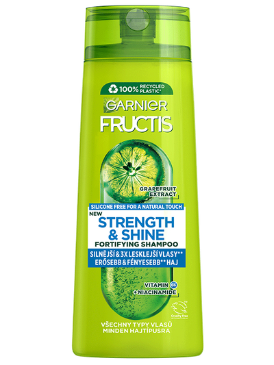 Fructis Strength & Shine hajerősítő sampon mindenféle gyenge és fakó hajra 400 ml