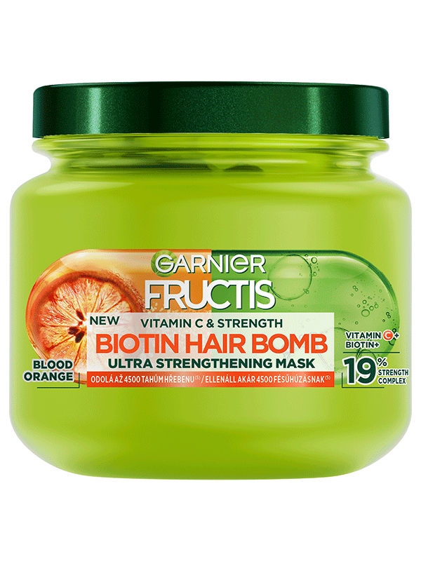 Fructis Vitamin & Strength Biotin Hair Bomb Extra erősitő hajpakolás gyenge hajra