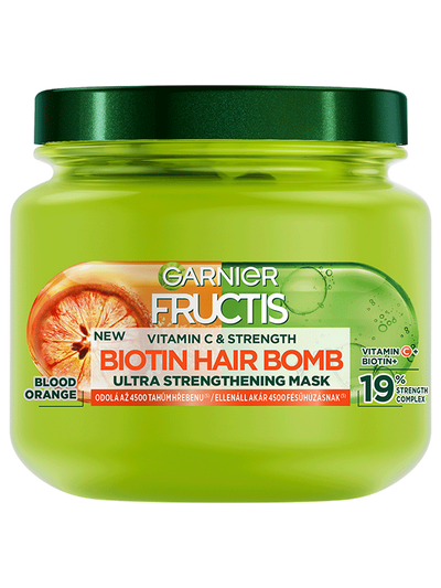 Fructis Vitamin & Strength Biotin Hair Bomb Extra erősitő hajpakolás gyenge hajra