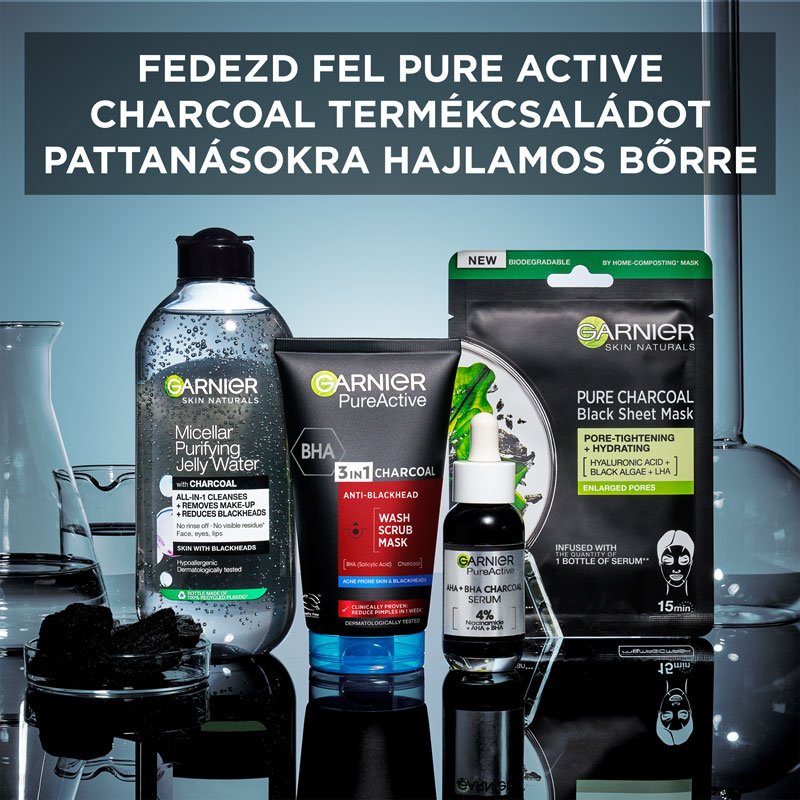 Skin Naturals Pure Active 3in1 Mitesszerek ellen arcmaszk aktív szénnel - 7