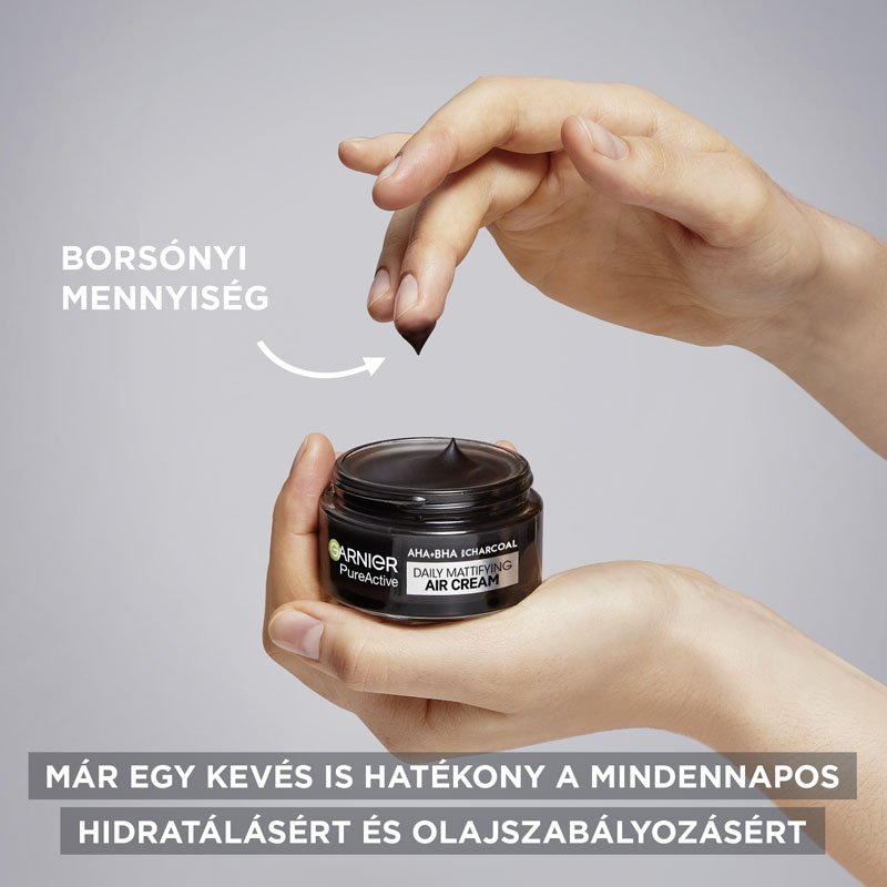 Pure Active AHA + BHA könnyű mattító nappali krém aktív szénnel - 5