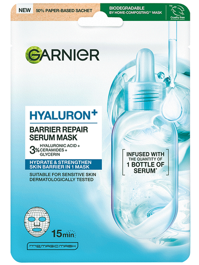 Garnier HYALURON+ a bőr védőrétegét javító textilmaszk hialuronsavval
