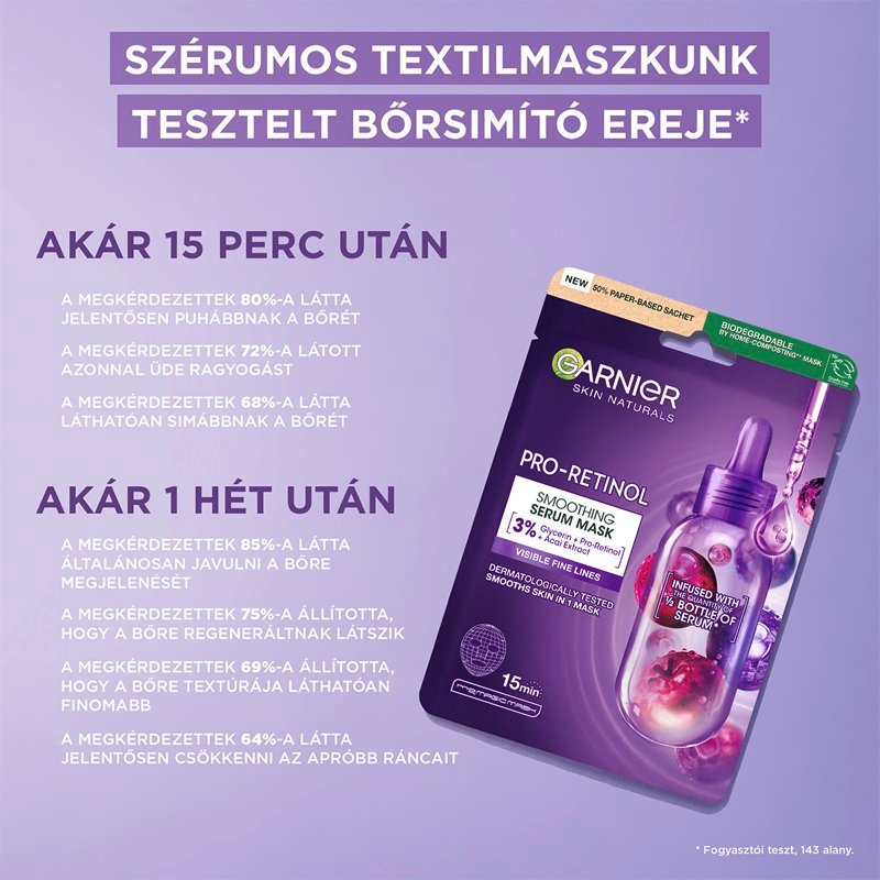 Garnier Skin Naturals Pro-Retinol simító szérumos textilmaszk - 4