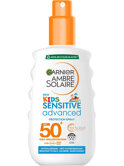 Ambre Solaire Ochranný sprej proti UV záření s velmi vysokou ochranou SPF50+ pro citlivou dětskou pokožku, 150 ml