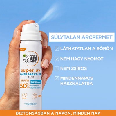 Garnier Ambre Solaire Super UV arcpermet a smink fölé, SPF 50, 75ml - 7